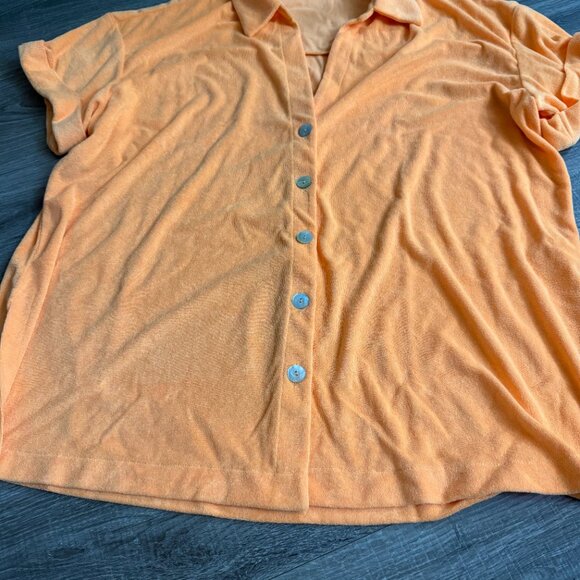 NWOT SHOW ME YOUR MUMU Parker Button Down Terry Cloth Tunic Orange Size XL - Picture 3 of 8